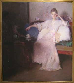 Painting of woman with tea