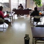 classroom of pottery students